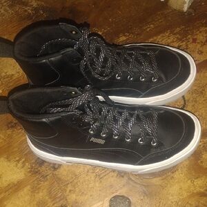 Puma Black and White High-Top Sneakers